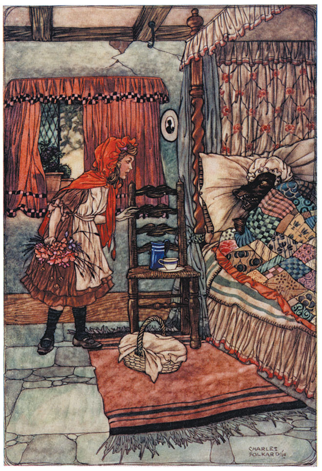 'Little Red Riding Hood' - Grimm's Fairy Tales, Charles Folkard, 1911.