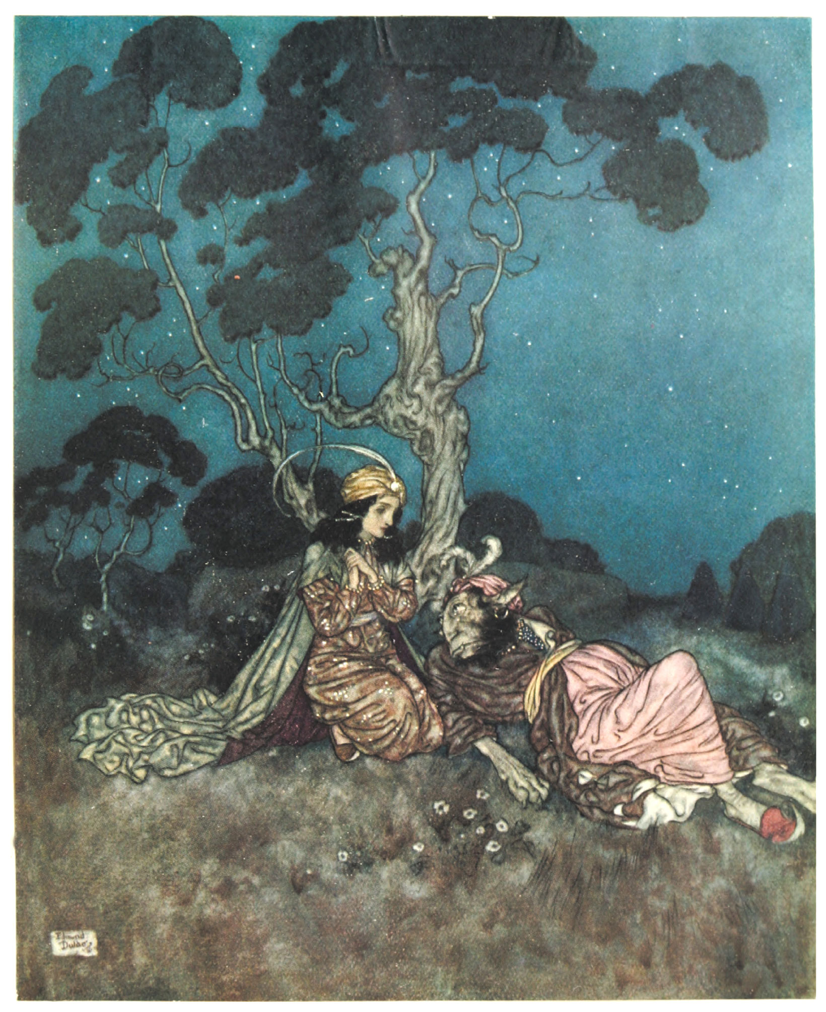 'Ah! What a fright you have given me! She murmured.' Illustration by Edmund Dulac