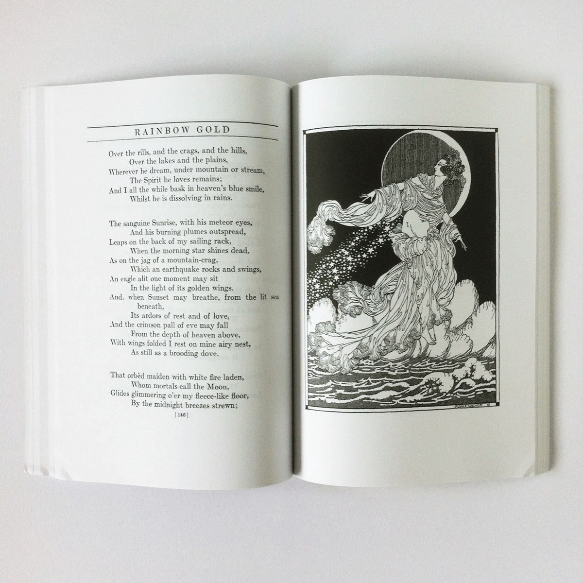 The Cloud , a poem by Percy Bysshe Shelley, illustrated by Dugald Stewart Walker. Rainbow Gold Book.