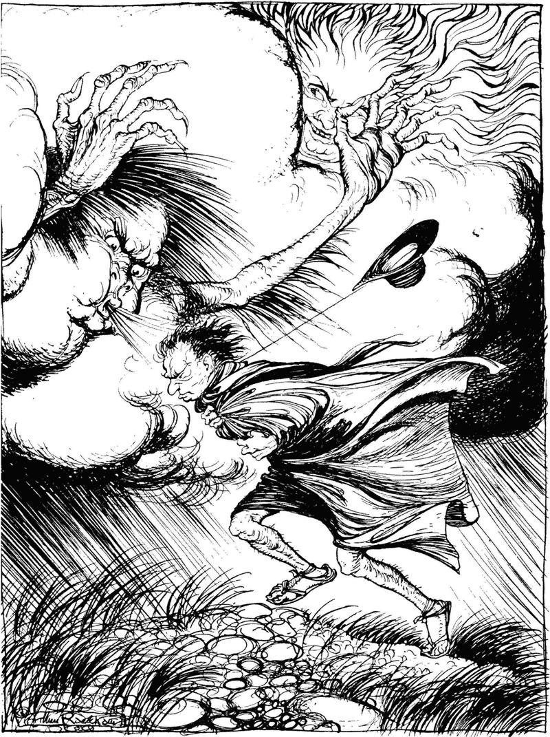 Aesop's Fables, The North Wind and the Sun, Arthur Rackham