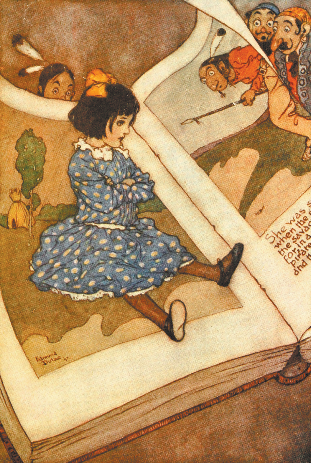 A Little Girl in a Book Illustration by Edmund Dulac