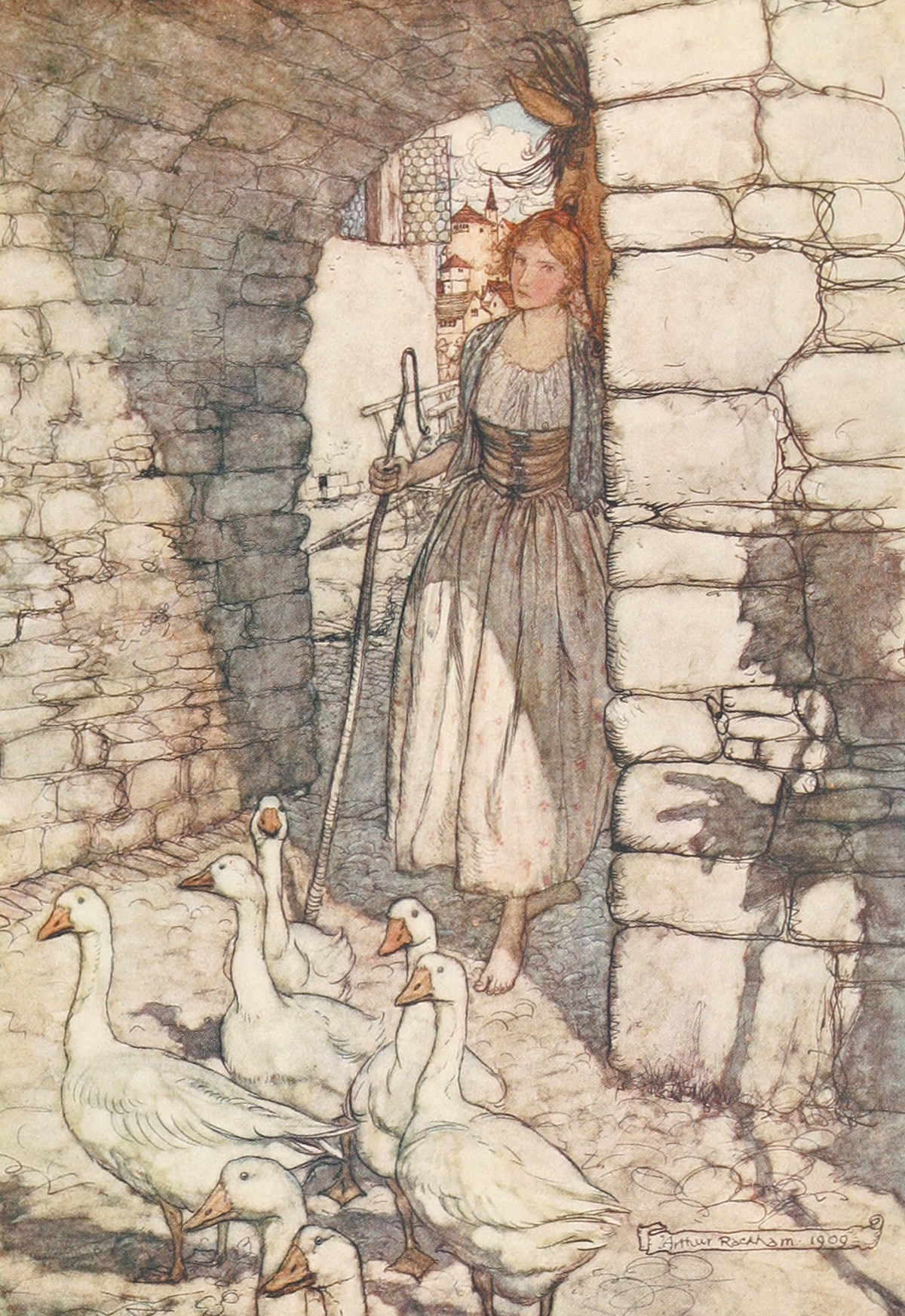 The Goose Girl Illustration by Arthur Rackham